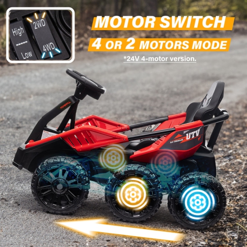 6 Wheel UTV 24V Ride on Car with Remote Control, 4WD, EVA Tires