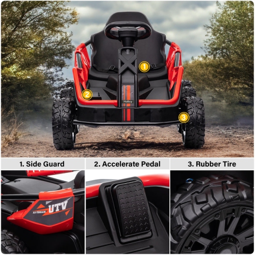 6 Wheel UTV 24V Ride on Car with Remote Control, 4WD, EVA Tires