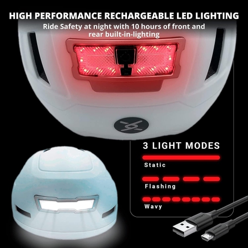 XNITO Electric Bike Helmet with LED Lights - CPSC & NTA-8776 Dual Certified - Class 3 E-Bikes, Bicycle, Scooters, Onewheel, Skateboard - LIGHTNING