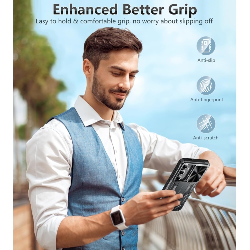 Étui de protection pour Galaxy S24 de Samsung : Étui pour téléphone cellulaire résistant aux chutes de qualité militaire avec béquille et glissière |