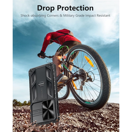 Étui de protection pour Galaxy S24 de Samsung : Étui pour téléphone cellulaire résistant aux chutes de qualité militaire avec béquille et glissière |