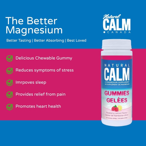 Natural Calm Magnesium Gummies, 120 Count - Chewable
