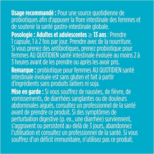Véritable probiotique de santé pour femmes, 50 milliards de CFU, 30 ct