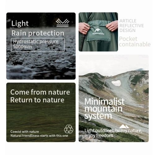 Naturehike Poncho | Camping Hooded Raincoat Outdoor Unisex Lightweight