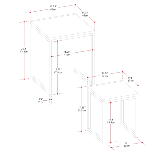 CorLiving LFF-390-C Square Nesting Side Tables