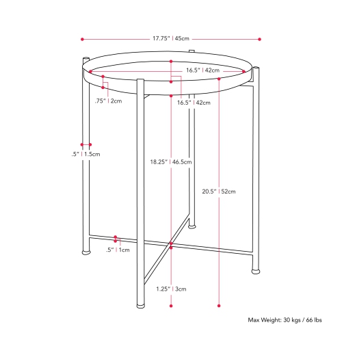 CorLiving Ayla Black Metal End Table With Removable Tray