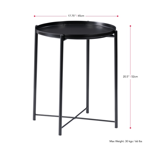 CorLiving Ayla Black Metal End Table With Removable Tray