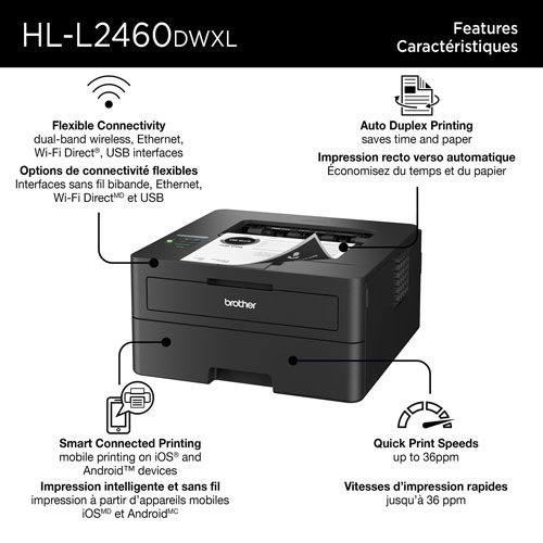 Brother HLL2460DWXL Duplex Monochrome Wireless Laser Printer with 4,200 Prints Toner - Only at Best Buy