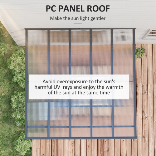 Outsunny 10' x 10' Outdoor Lean to Hardtop Pergola with Polycarbonate Roof, Wall Mounted Gazebo with Adjustable Height, Aluminum Frame, and UV
