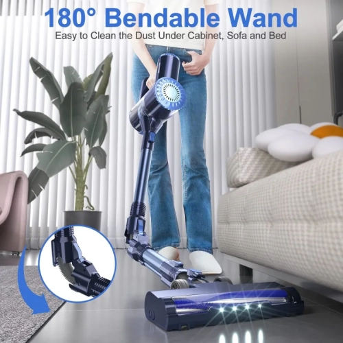 Cordless Vacuum Cleaner: 6-in-1 Stick Vacuum with 180° Bendable Wand, Powerful Suction, Self-Stand, Rechargeable, Lightweight - Ideal for Hardwood