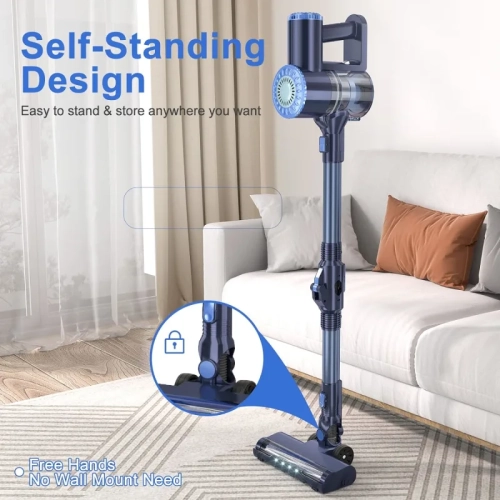 Cordless Vacuum Cleaner: 6-in-1 Stick Vacuum with 180° Bendable Wand, Powerful Suction, Self-Stand, Rechargeable, Lightweight - Ideal for Hardwood