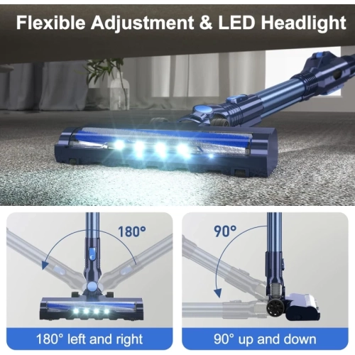 Cordless Vacuum Cleaner: 6-in-1 Stick Vacuum with 180° Bendable Wand, Powerful Suction, Self-Stand, Rechargeable, Lightweight - Ideal for Hardwood