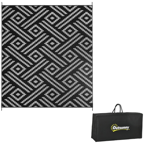 OUTSUNNY  Portable Outdoor Rug \w Carry Bag, 8' X 10' Reversible Mat, Waterproof Plastic Straw Rv Rug for Backyard, Deck, Picnic, Beach, Camping And