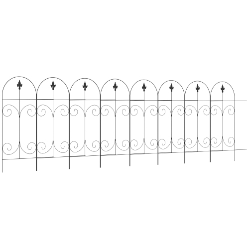 OUTSUNNY  " Garden Fence, 8 Pack Metal Fence Panels, 12.5' Animal Barrier & Decorative Border Flower Edging for Yard, Landscape, Patio, Outdoor