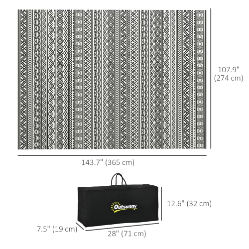 Outsunny Portable Outdoor Rug with Carry Bag, 9' x 12' Reversible Mat, Waterproof Plastic Straw RV Rug for Backyard, Deck, Picnic, Beach, Camping,
