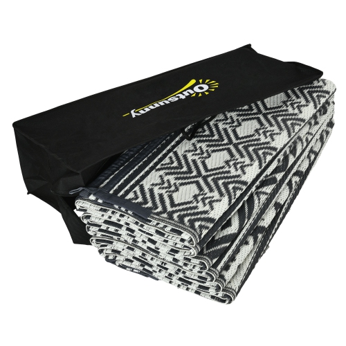 Outsunny Portable Outdoor Rug with Carry Bag, 9' x 12' Reversible Mat, Waterproof Plastic Straw RV Rug for Backyard, Deck, Picnic, Beach, Camping,