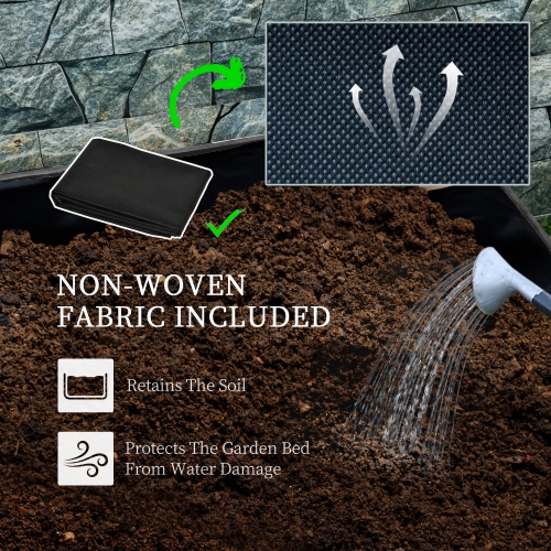 Outsunny Raised Garden Bed with Trellis, 2 Tier Wooden Elevated Planter Box with Legs and Metal Corners for Vegetables, Flowers, Herbs, Grey