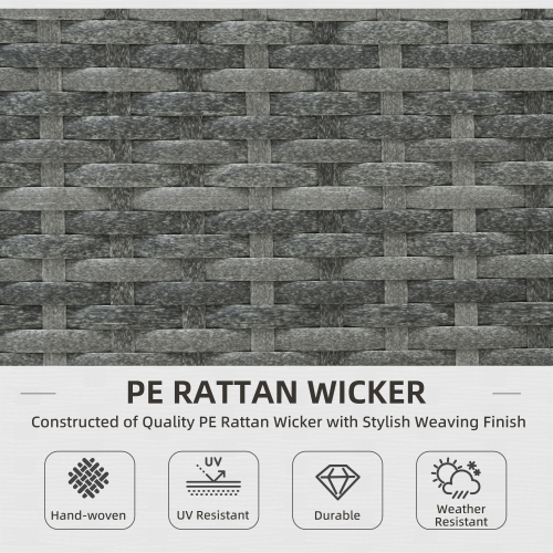 Outsunny 3 Pieces Garden Rattan Furniture Set, 4 Seater Wicker Patio Furniture Outdoor Conversation Set with Loveseats Coffee Table Cushions for