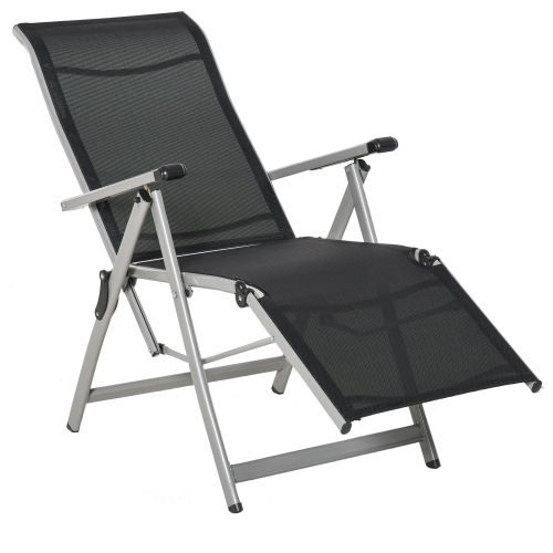 Outsunny Lounge Chair, Foldable Reclining Patio Chair with 10Positions