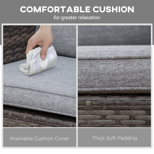 Outsunny Rattan Outdoor Rocking Chair, PE Wicker Patio Chair with Wide Seat and Cushions, Outdoor Rocker with Steel Frame for Patio, Garden,