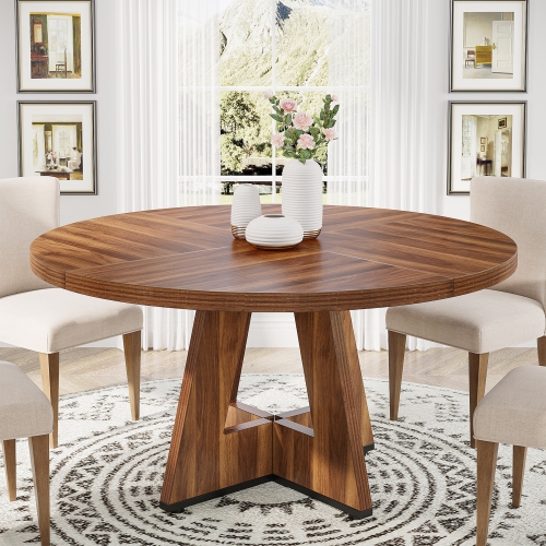 Tribesigns 47.24" Round Dining Table, Wood Kitchen Dinning Table