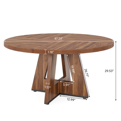 Tribesigns 47.24" Round Dining Table, Wood Kitchen Dinning Table