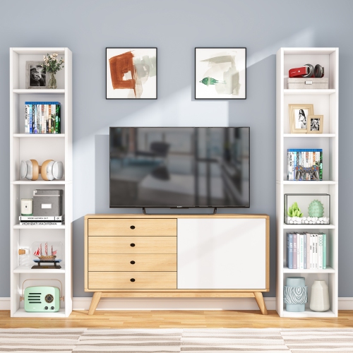 Tribesigns 70.87" Tall Narrow Bookcase, 6 Tier Cube Display Shelves, Modern Corner Bookcase with Storage