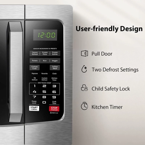 TOSHIBA ML-EM31P(SS)/CA Microwave Oven: Smart Sensor, Easy Clean Interior, ECO Mode, Sound On/Off -1.2 Cu. ft, Stainless Steel