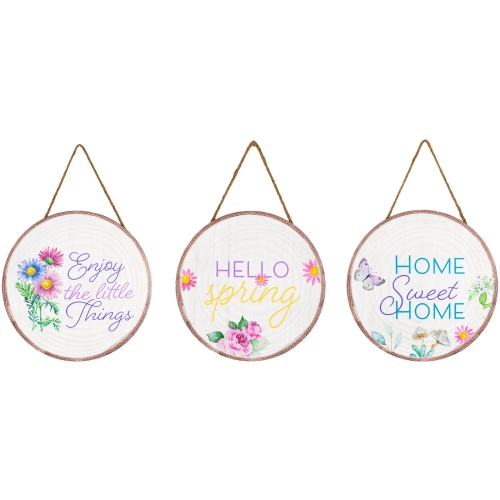 Springtime Floral Hanging Wall Signs - 9.75" - Set of 3
