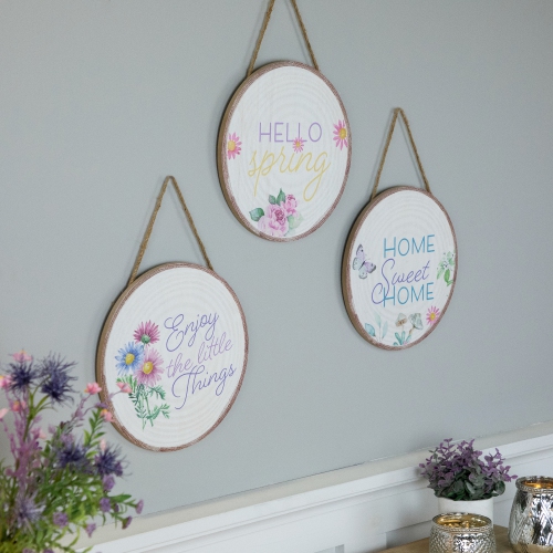 Springtime Floral Hanging Wall Signs - 9.75" - Set of 3