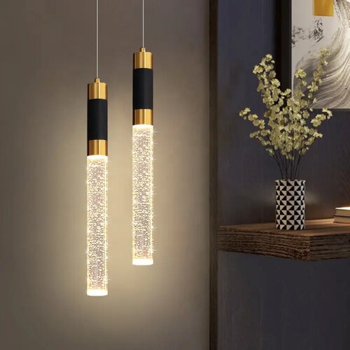 (3 Pack )Modern LED Crystal pendant warm light, Adjustable length up to 5 feet