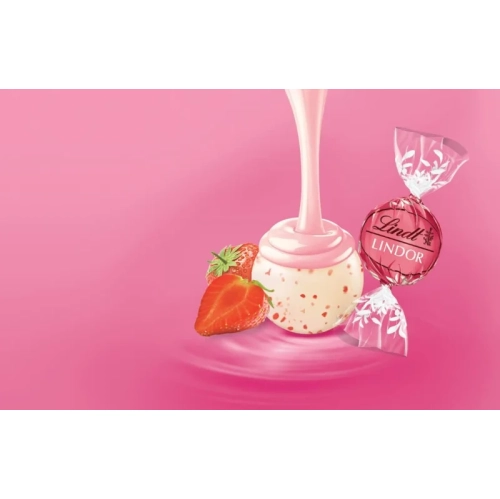 Lindt Lindor Strawberries and Cream White Chocolate Truffles - Irresistible 150g Bag for a Sweet Valentine's Day Treat