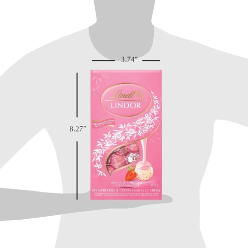 Lindt Lindor Strawberries and Cream White Chocolate Truffles - Irresistible 150g Bag for a Sweet Valentine's Day Treat
