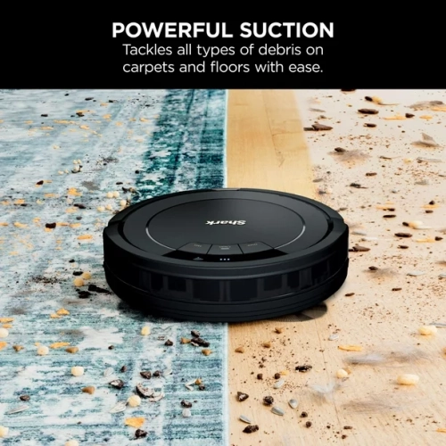 Aspirateur robot ION de Shark, connectivité Wi-Fi, compatible avec l'Assistant Google, nettoyage multisurface, tapis, planchers durs, noir - RV754CA