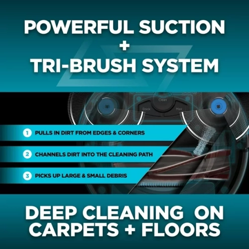 Aspirateur robot ION de Shark, connectivité Wi-Fi, compatible avec l'Assistant Google, nettoyage multisurface, tapis, planchers durs, noir - RV754CA