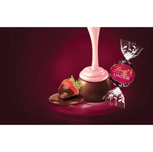 Lindt Lindor Dark Chocolate Strawberry Truffles - Irresistible 150g Bag for a Rich and Romantic Valentine's Day Treat