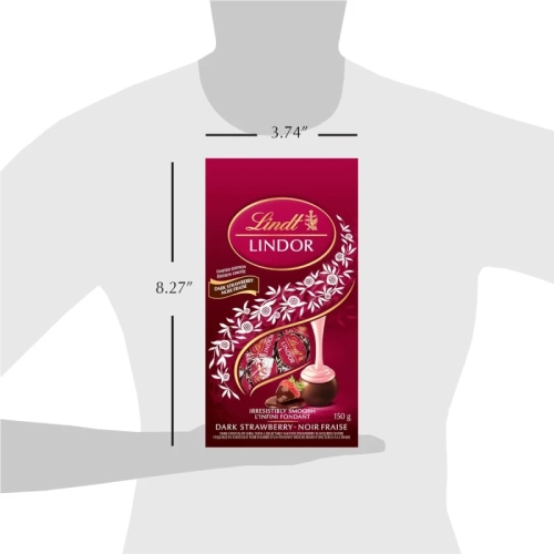 Lindt Lindor Dark Chocolate Strawberry Truffles - Irresistible 150g Bag for a Rich and Romantic Valentine's Day Treat