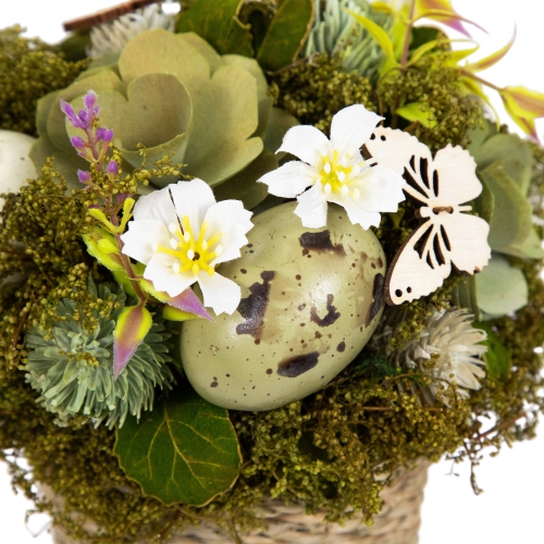 Wooden Mixed Floral and Easter Egg Artificial Arrangement - 7"