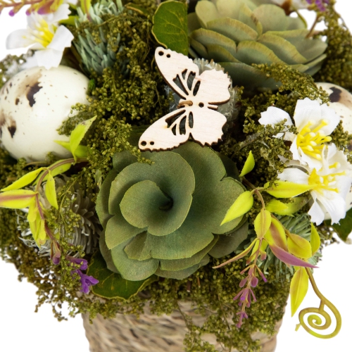 Wooden Mixed Floral and Easter Egg Artificial Arrangement - 7"