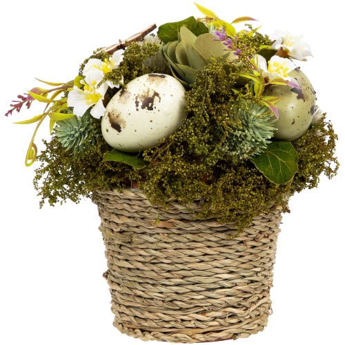 Wooden Mixed Floral and Easter Egg Artificial Arrangement - 7"