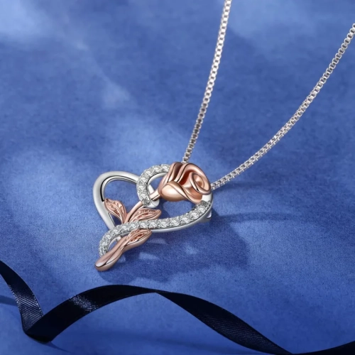 Charming Love Heart Crystal Necklaces - 18K White Gold Plated Pendant Jewelry for Women, Perfect Gifts for Birthday, Anniversary, and Valentine's Day