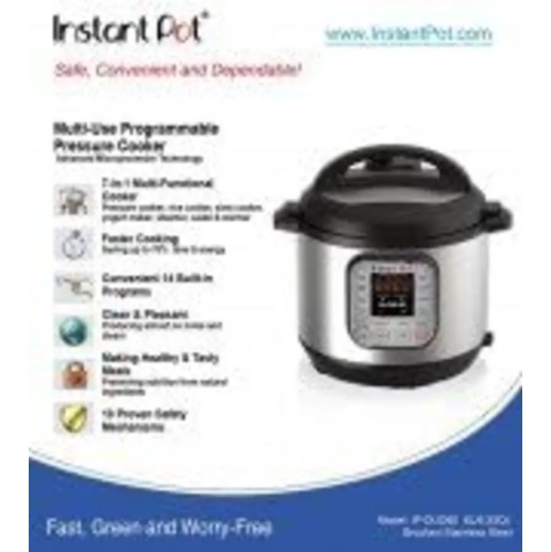 Instant Pot Duo 7-in-1 Electric Pressure Cooker - 6 Quart Stainless Steel, Includes App with 800+ Recipes
