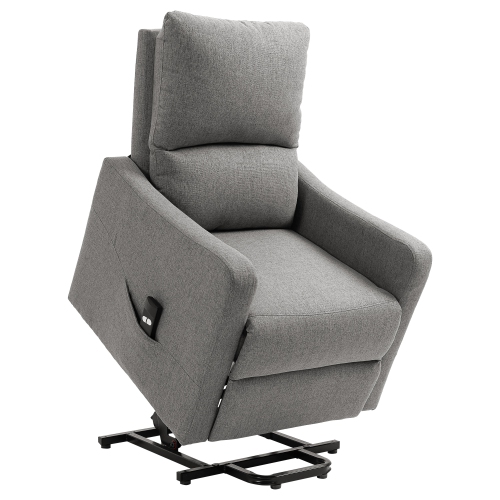 HOMCOM – Fauteuil électrique inclinable électrique pour personnes âgées, fauteuil inclinable électrique en tissu pour salon avec télécommande, pochet