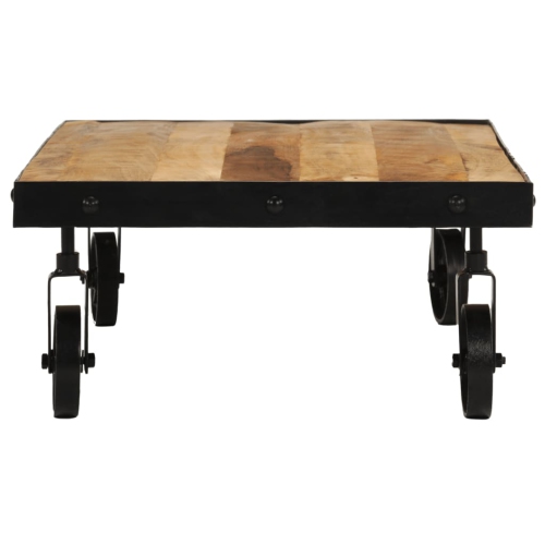 vidaXL Coffee Table with Wheels Solid Mango Wood 100x55x26 cm
