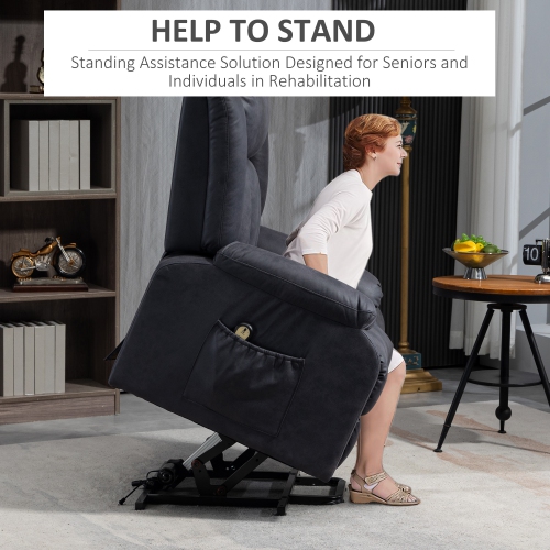 HOMCOM Power Lift Chair for Elderly, Microfibre Upholstered Electric Recliner Chair for Seniors with Footrest, Remote Control, Side Pockets for