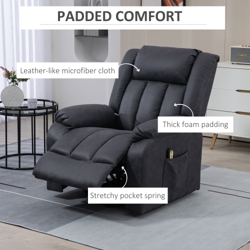 HOMCOM Power Lift Chair for Elderly, Microfibre Upholstered Electric Recliner Chair for Seniors with Footrest, Remote Control, Side Pockets for