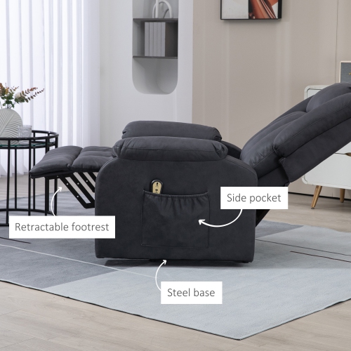 HOMCOM Power Lift Chair for Elderly, Microfibre Upholstered Electric Recliner Chair for Seniors with Footrest, Remote Control, Side Pockets for