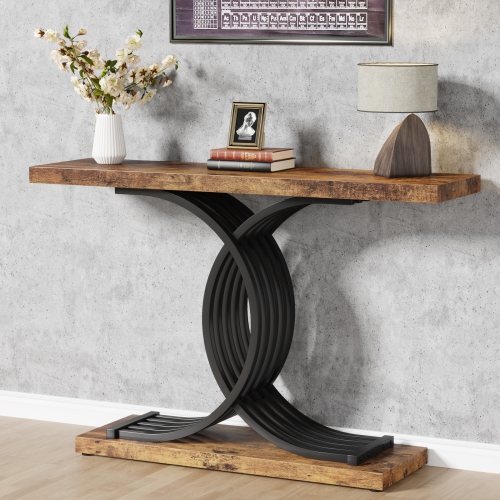 Tribesigns 39.37" Console Table with Geometric Metal Legs, Narrow Wood Sofa Table Foyer Table
