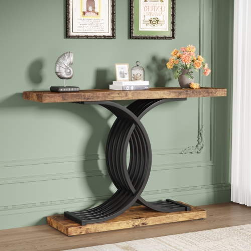 Tribesigns 39.37" Console Table with Geometric Metal Legs, Narrow Wood Sofa Table Foyer Table