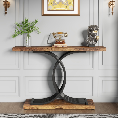 Tribesigns 39.37" Console Table with Geometric Metal Legs, Narrow Wood Sofa Table Foyer Table